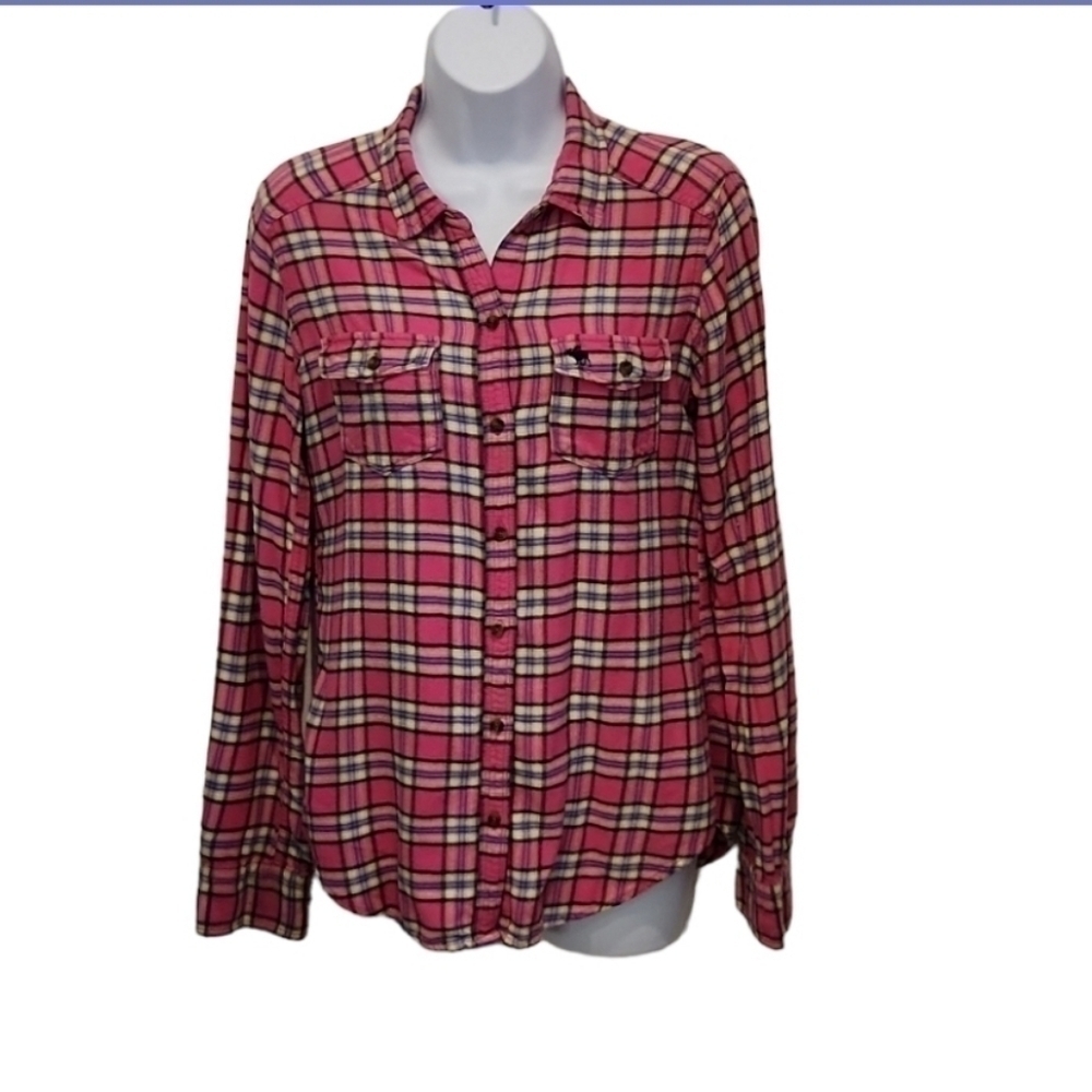 ABERCROMBIE and Fitch Pink Plaid Button-Up Long Sleeve